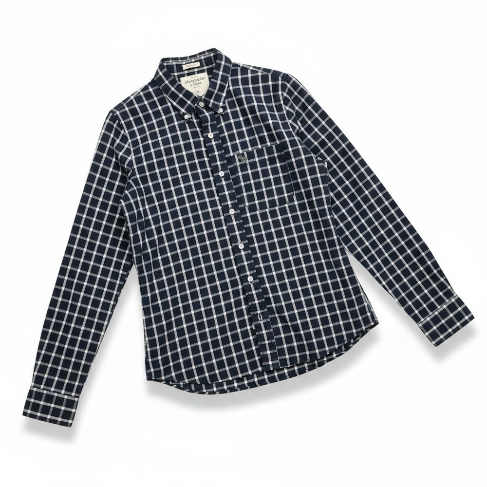 Abercrombie and Fitch shirt Large Mens Long Sleeve button front Y2K Preppy Blue - Picture 2 of 7